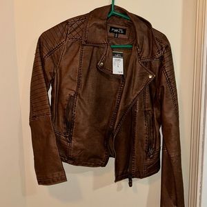 Rue21 brown pleather jacket, size small. NWT